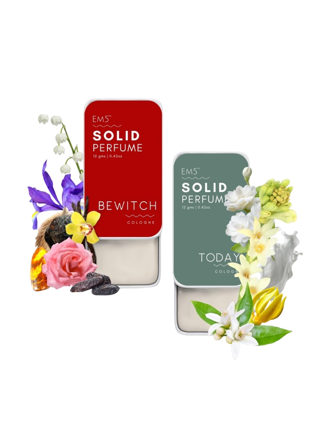

EM5 Women Set Of 2 Today & Bewitch Alcohol Free Solid Perfume - 12 g Each, Red