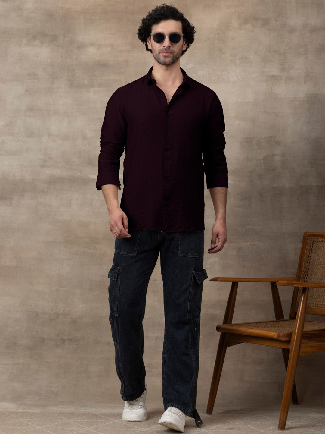 

FILO HEVIS Men Classic Opaque Casual Shirt, Maroon