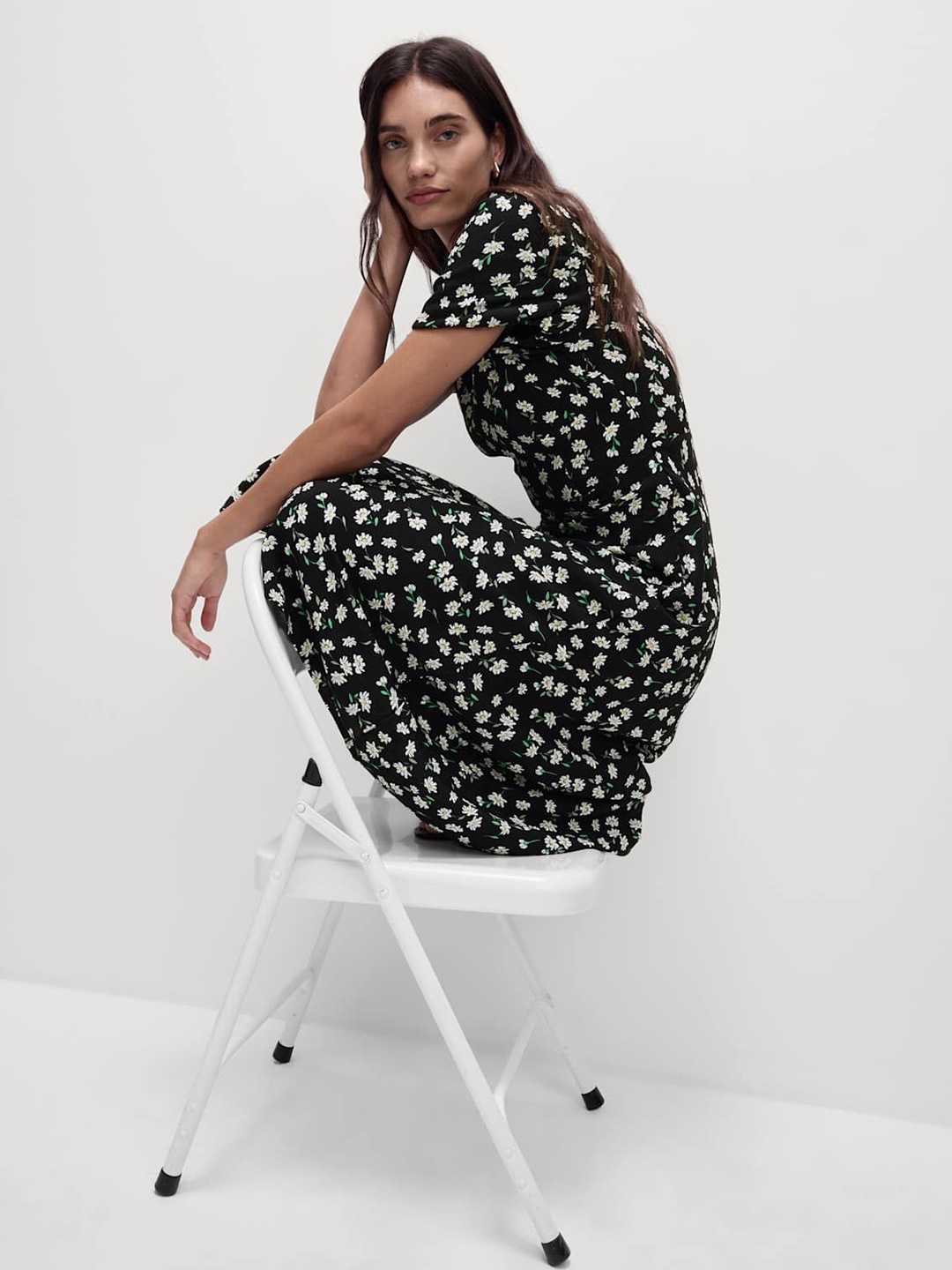 

Marks & Spencer Print A-Line Dress, Black