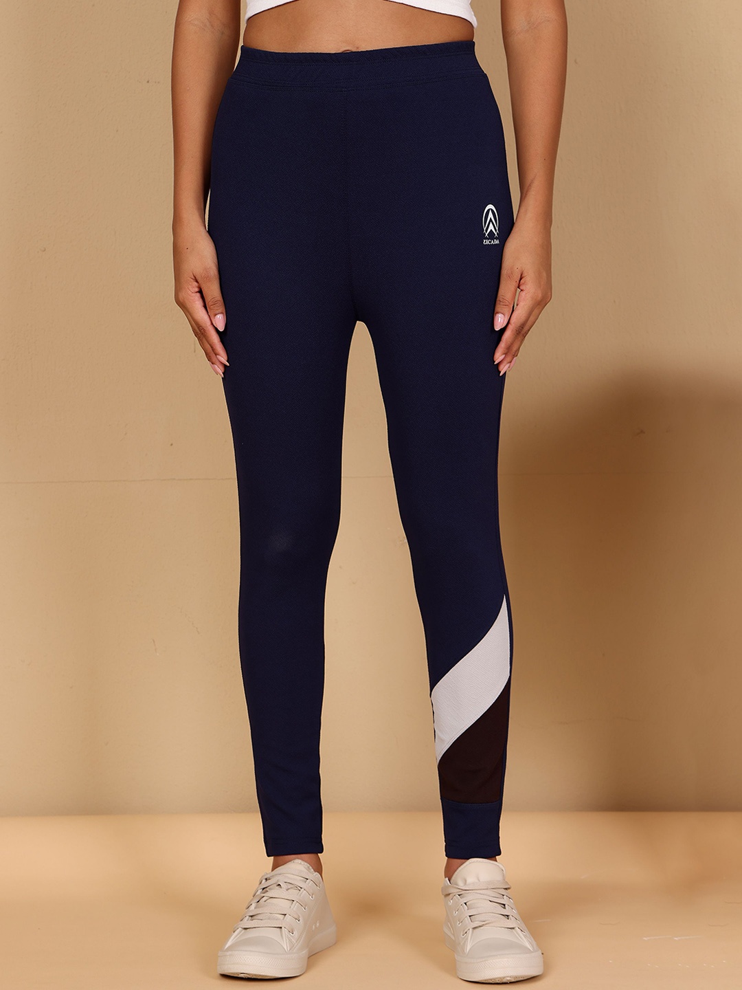 

Zicada Women Colourblocked Skinny Fit Trousers, Blue