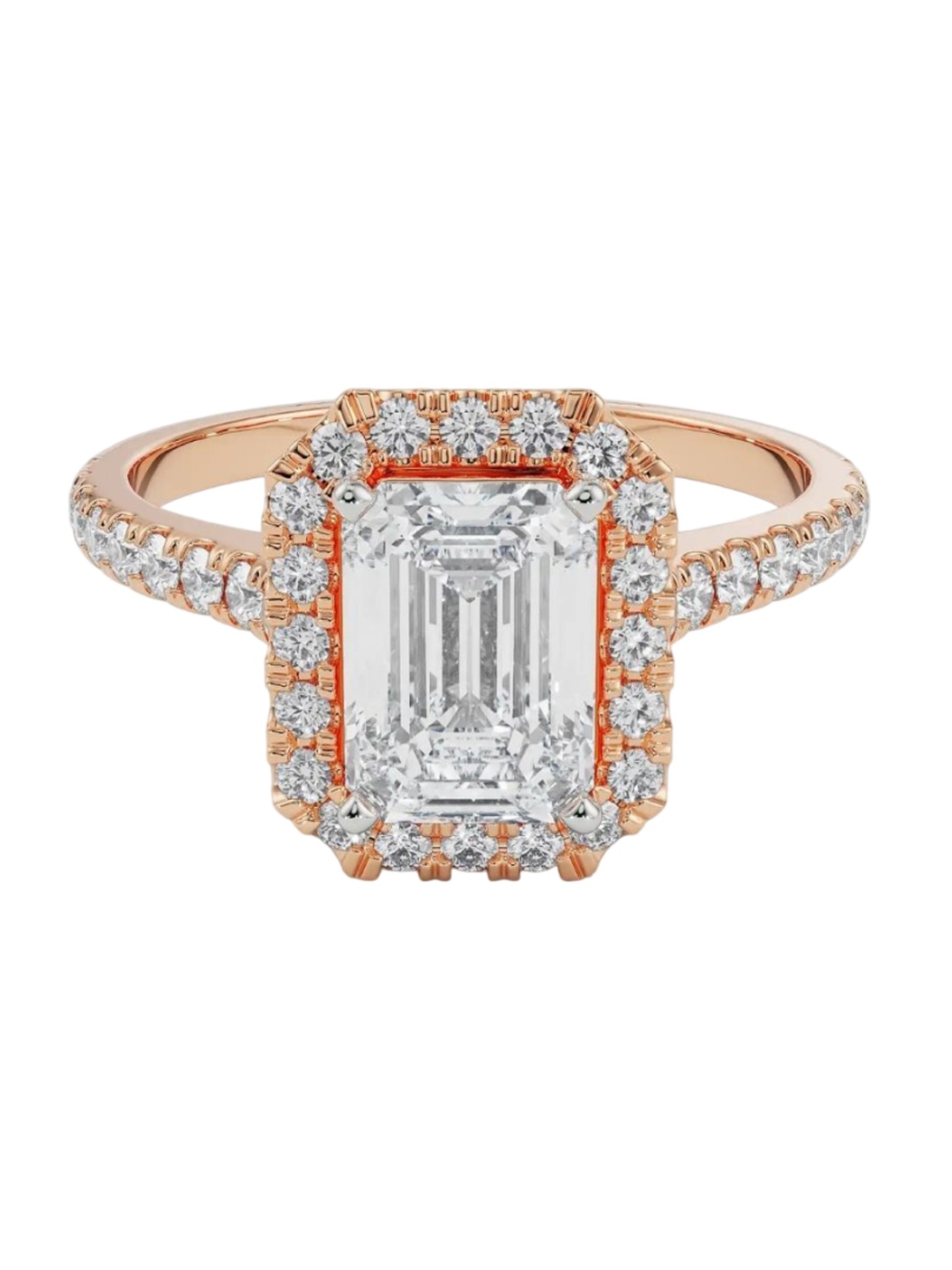 

Emori Pave Diamond Halo Engagement Ring, Rose gold