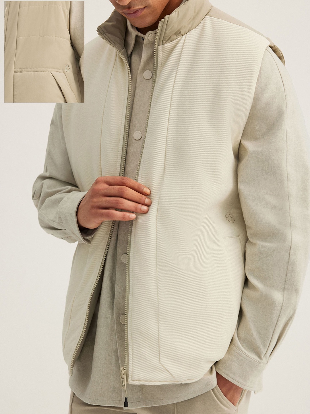 

Roam Everywhere Linen Relaxed-Fit Stand Collar Zipper Jacket, Beige