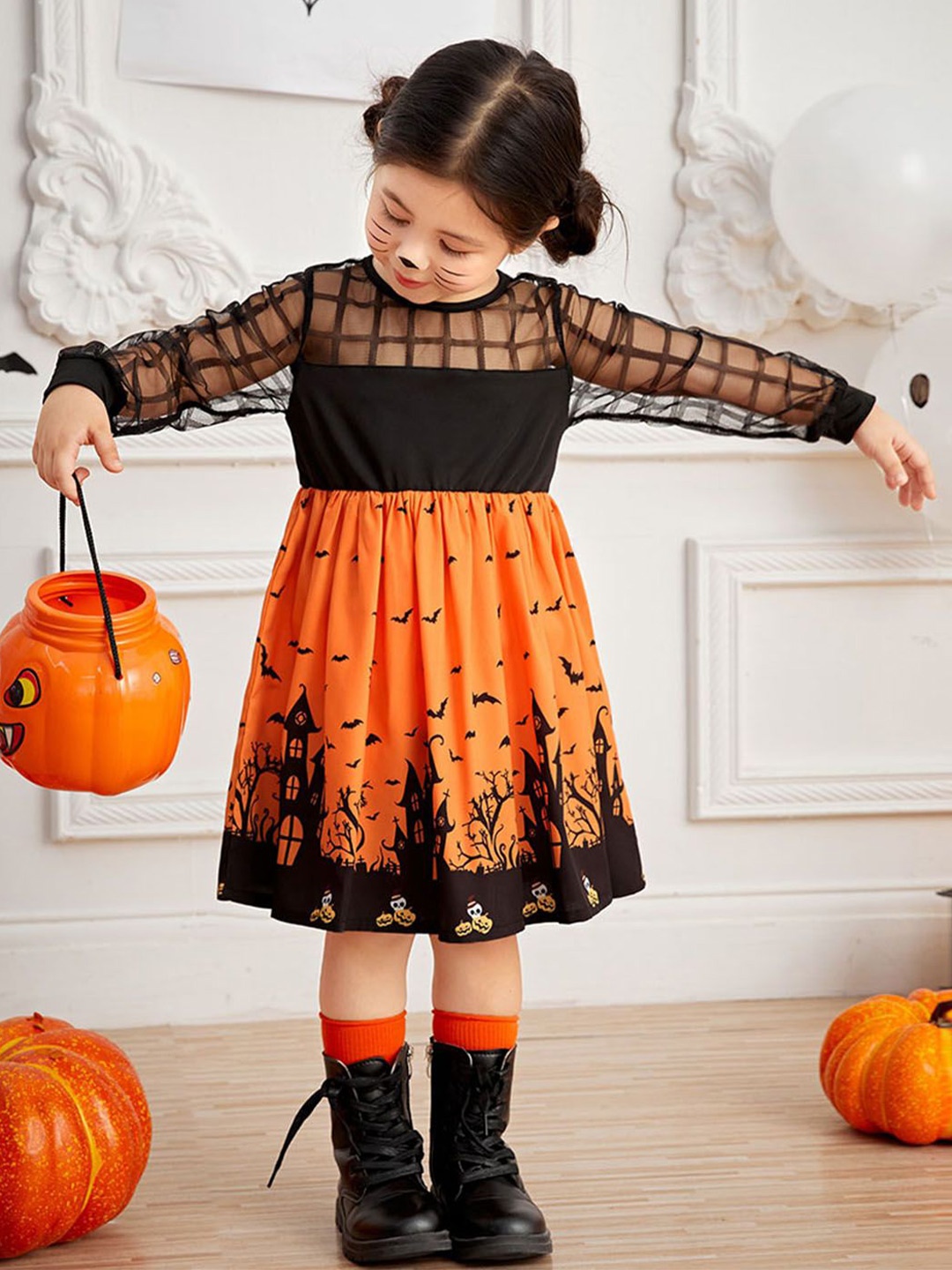 

INCLUD Print Fit & Flare Dress, Orange