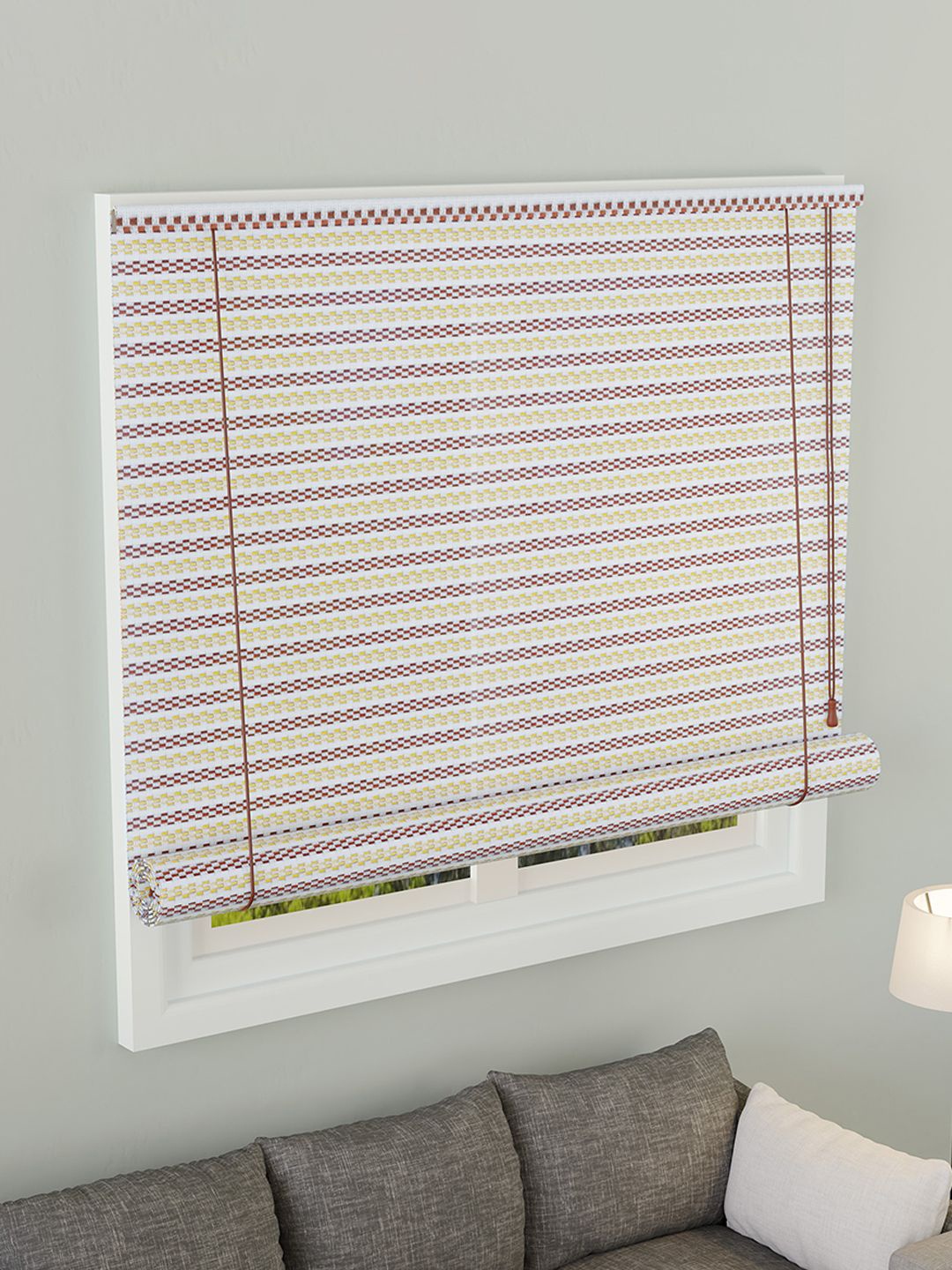 

Kuber Industries Cream-Coloured & Red Striped Window Blinds