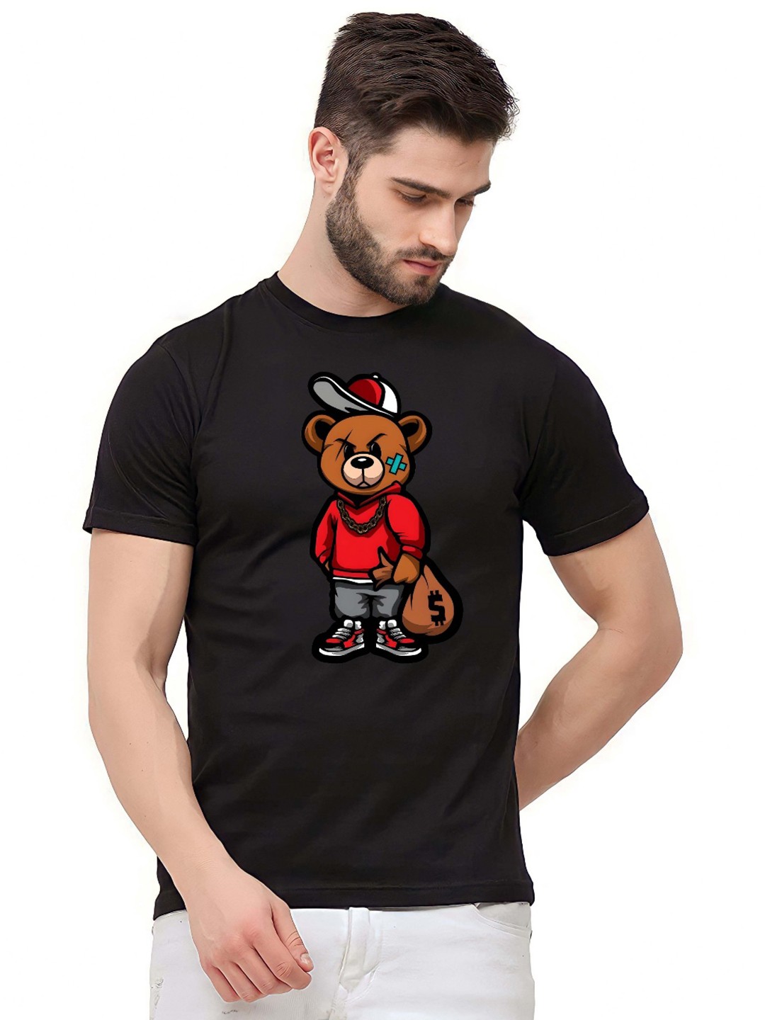 

THE BEETEL HOUSE Men Drop-Shoulder Sleeves T-shirt, Black