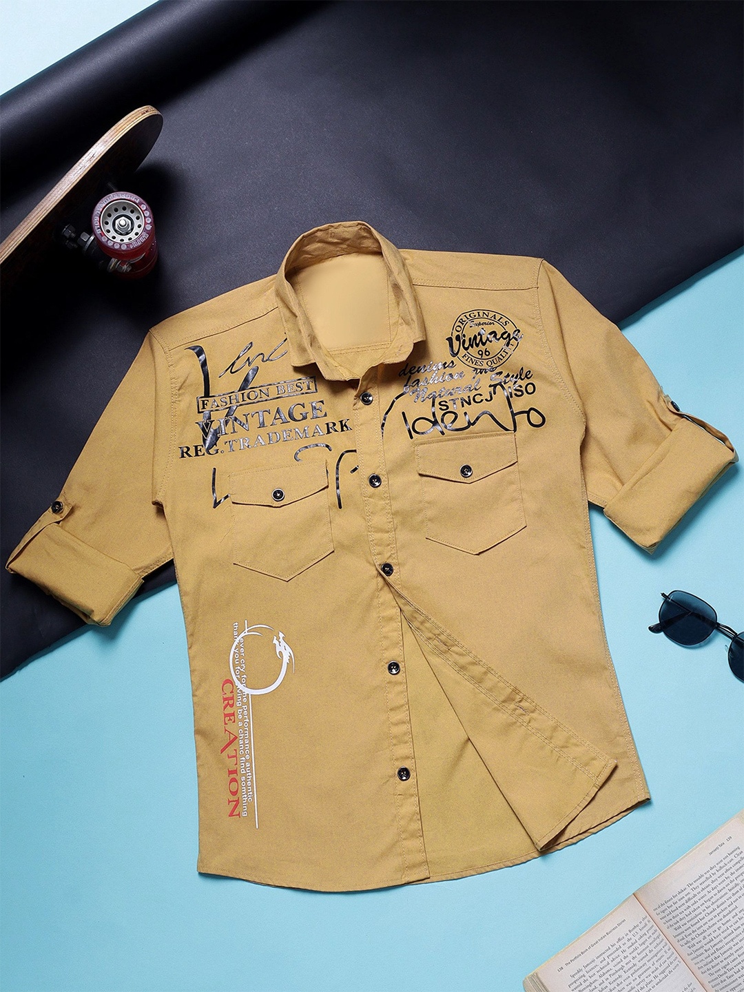 

YK Boys Opaque Printed Casual Shirt, Cream