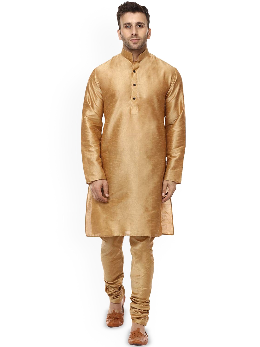 

VEERA PARIDHAAN Men Regular Raw Silk Kurta with Pyjamas, Gold