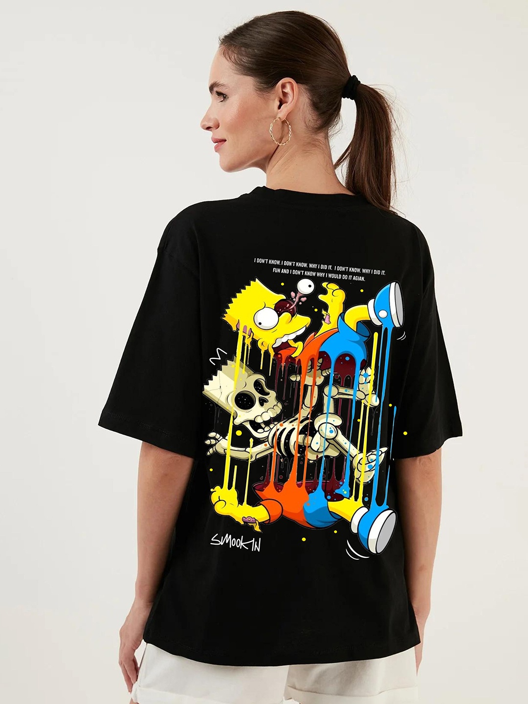 

RAYACLOSET Women Printed Applique T-shirt, Black