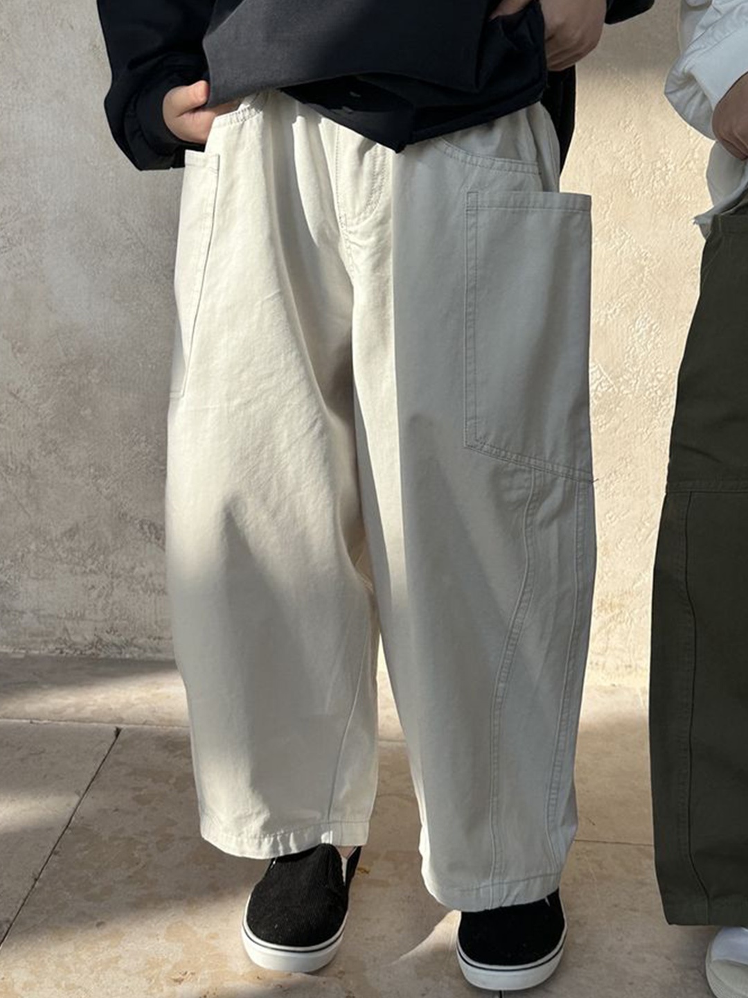 

LULU & SKY Girls Mom Fit High-Rise Trousers, Off white