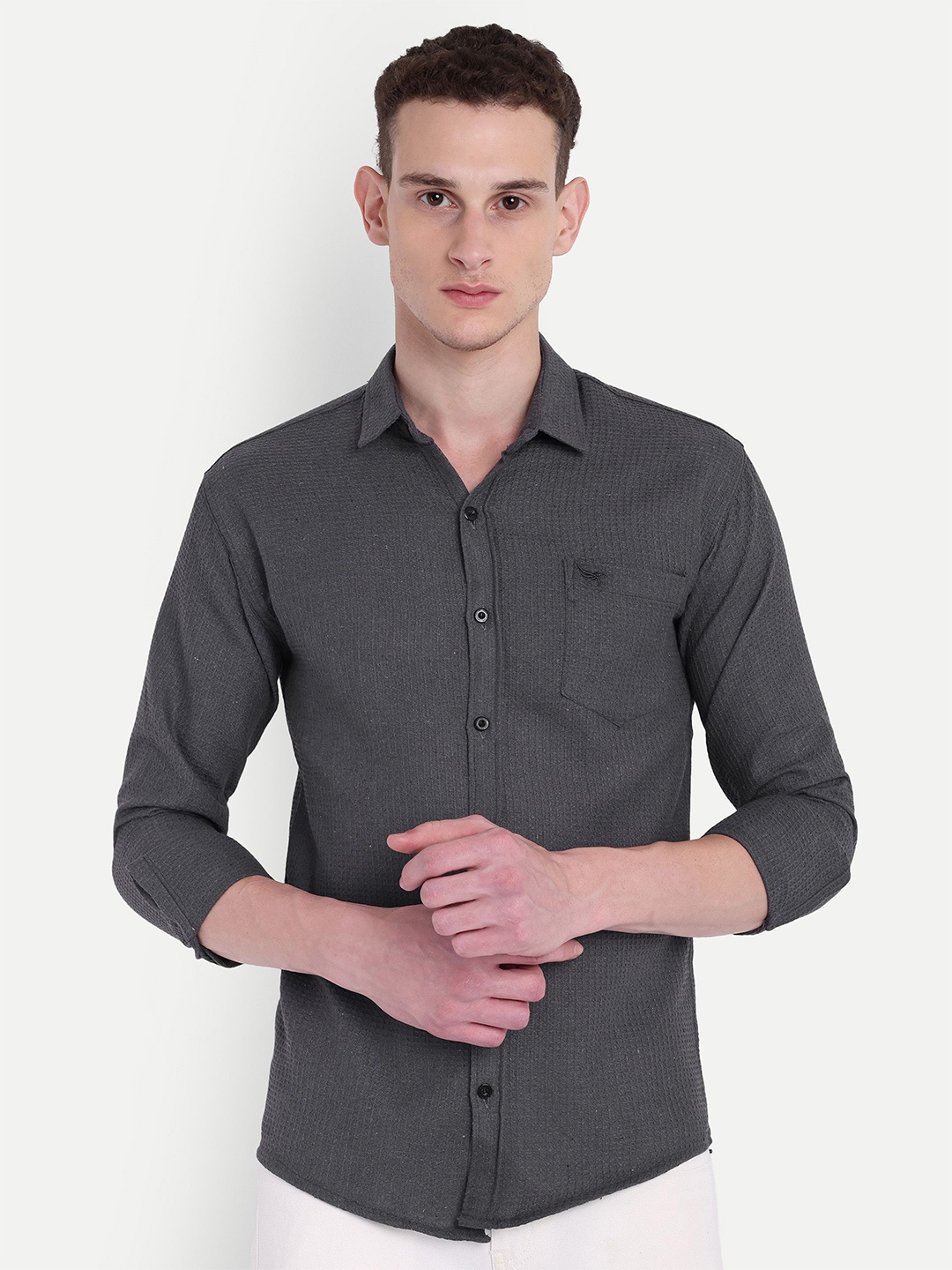 

Moda Rapido Men Classic Opaque Printed Casual Shirt, Grey