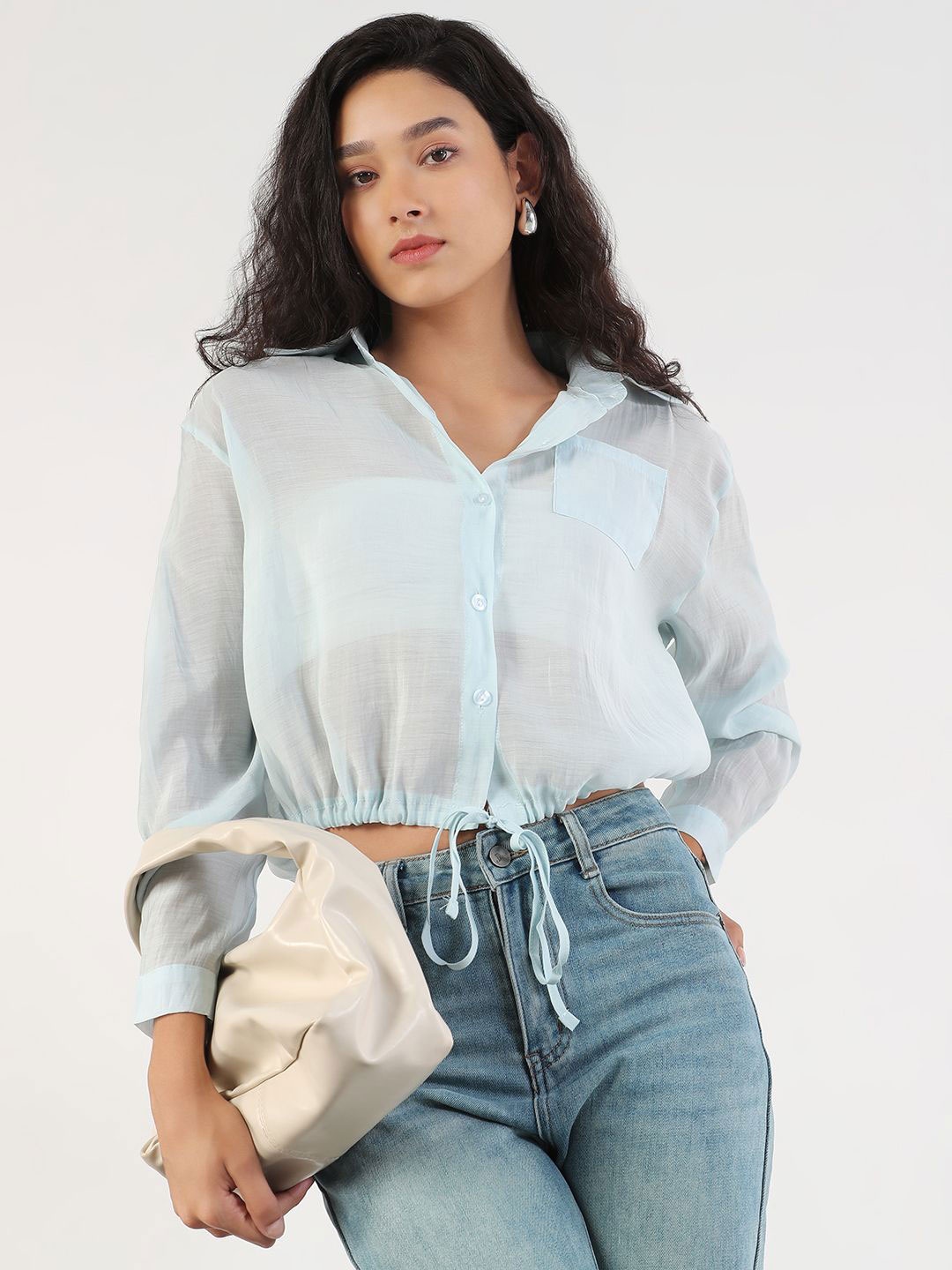 

SHOWOFF Women Comfort Semi Sheer Casual Shirt, Blue
