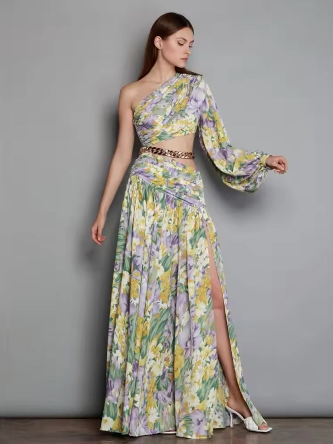 

MADE FOR HER LABEL Floral Print Flared Sleeve Maxi Dress, Multi