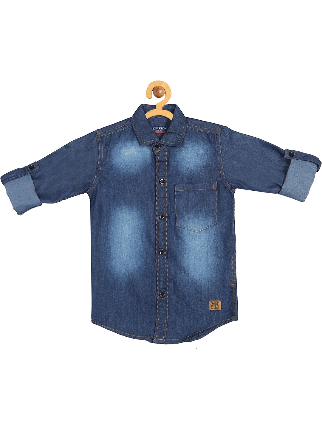 

Killer Boys Straight Slim Fit Faded Opaque Printed Casual Shirt, Blue