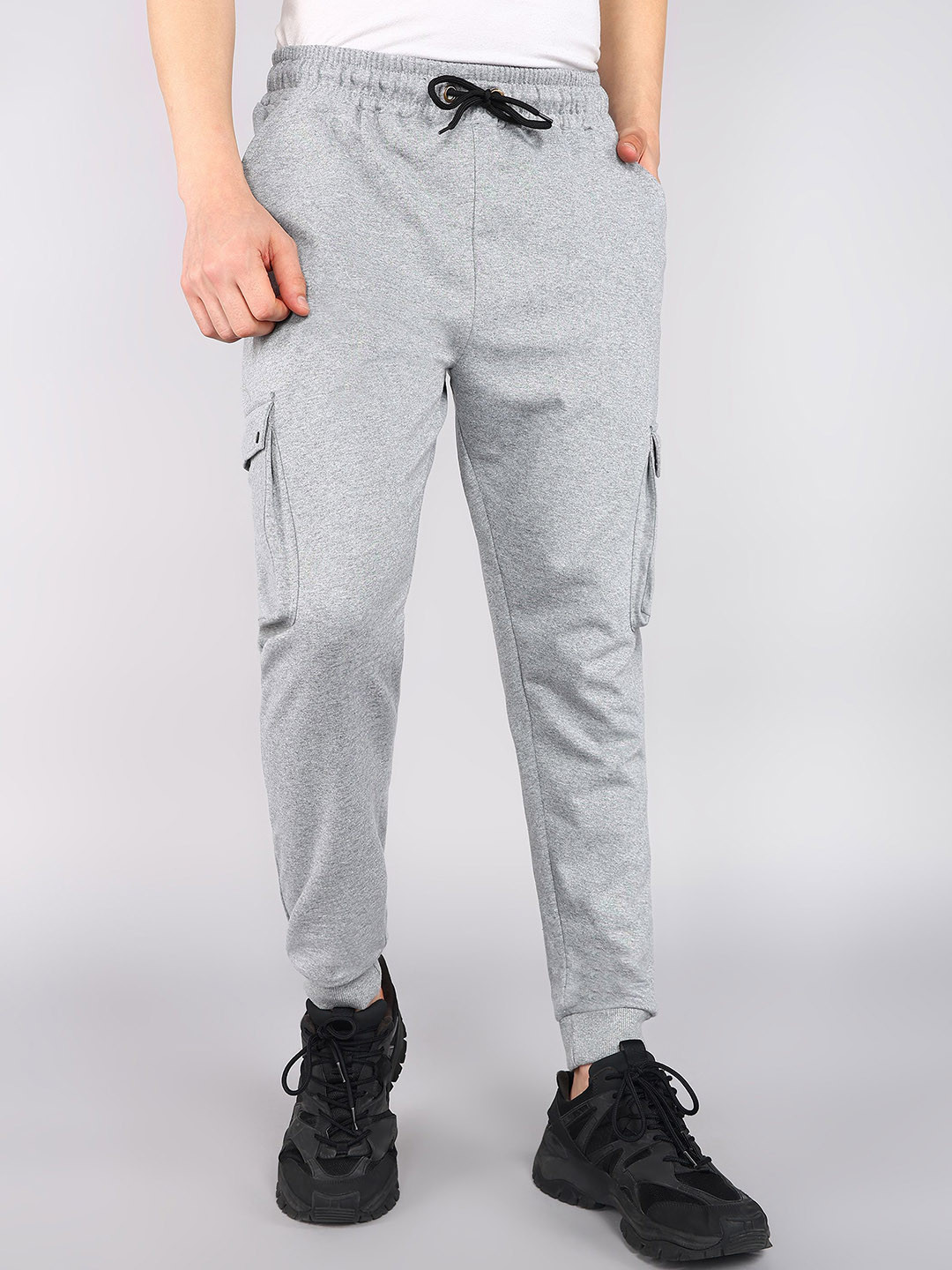

Moda Rapido Men Mid Rise Cargo Track Pant, Grey melange