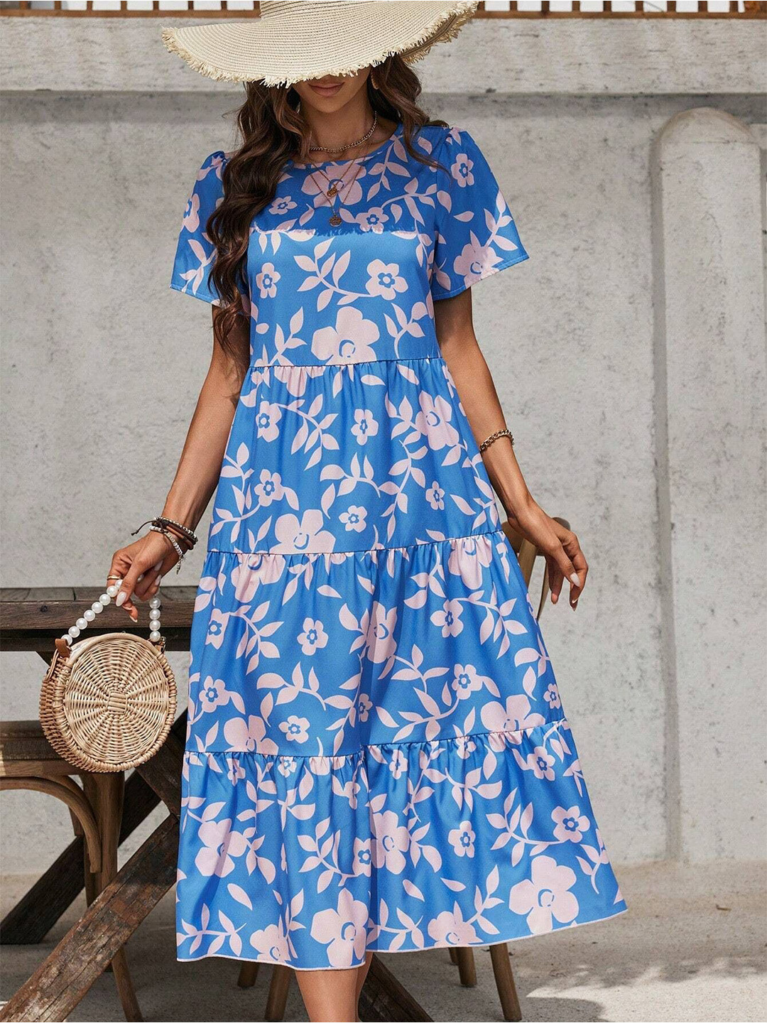 

all about you Floral Print Maxi Midi Dress, Blue