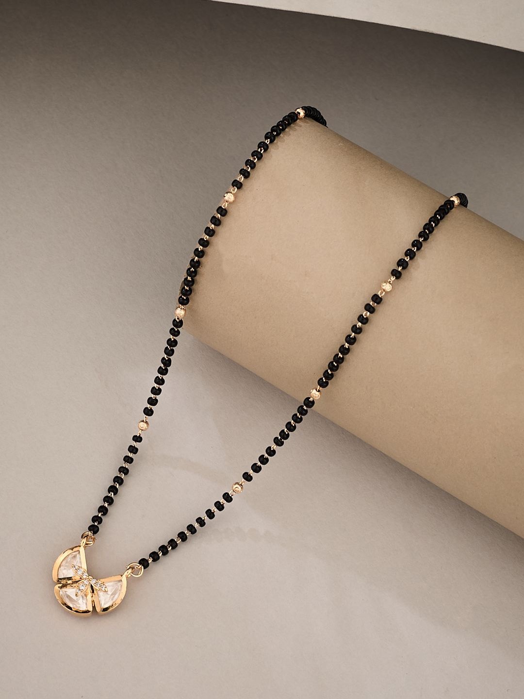 

ATIBELLE Rose Gold-Plated Artificial Stones Mangalsutra