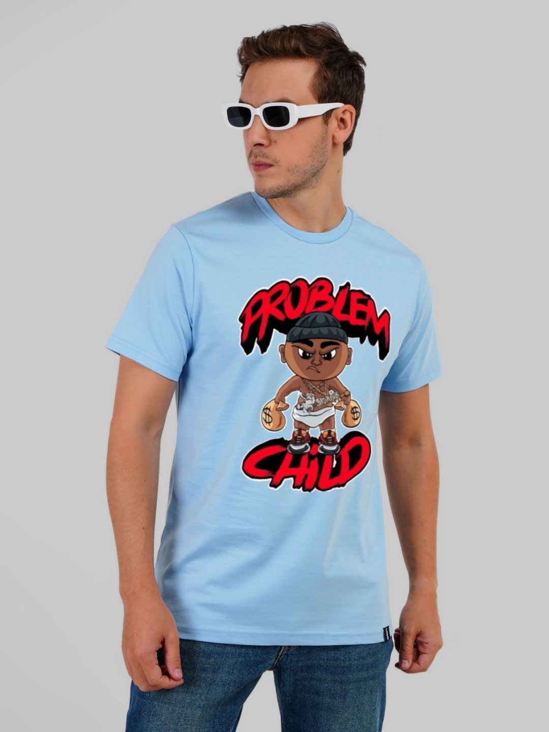 

Underrated Club Men Printed Bio Finish Applique T-shirt, Blue