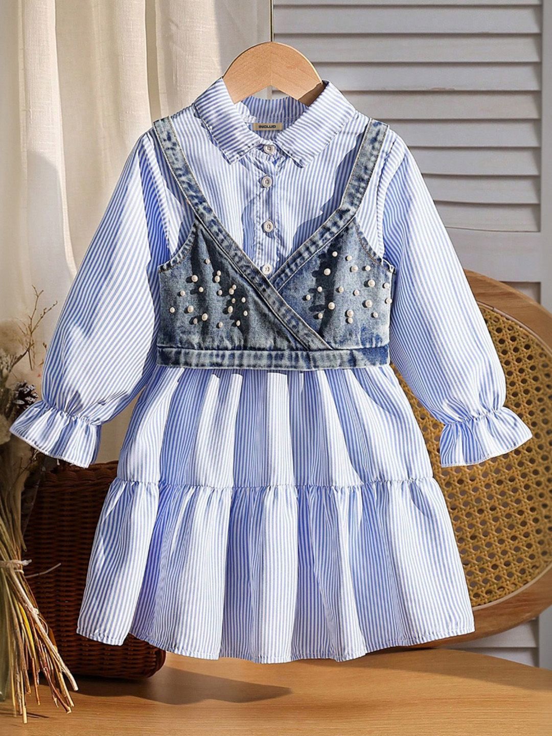 

INCLUD Striped Shirt Dress, Blue