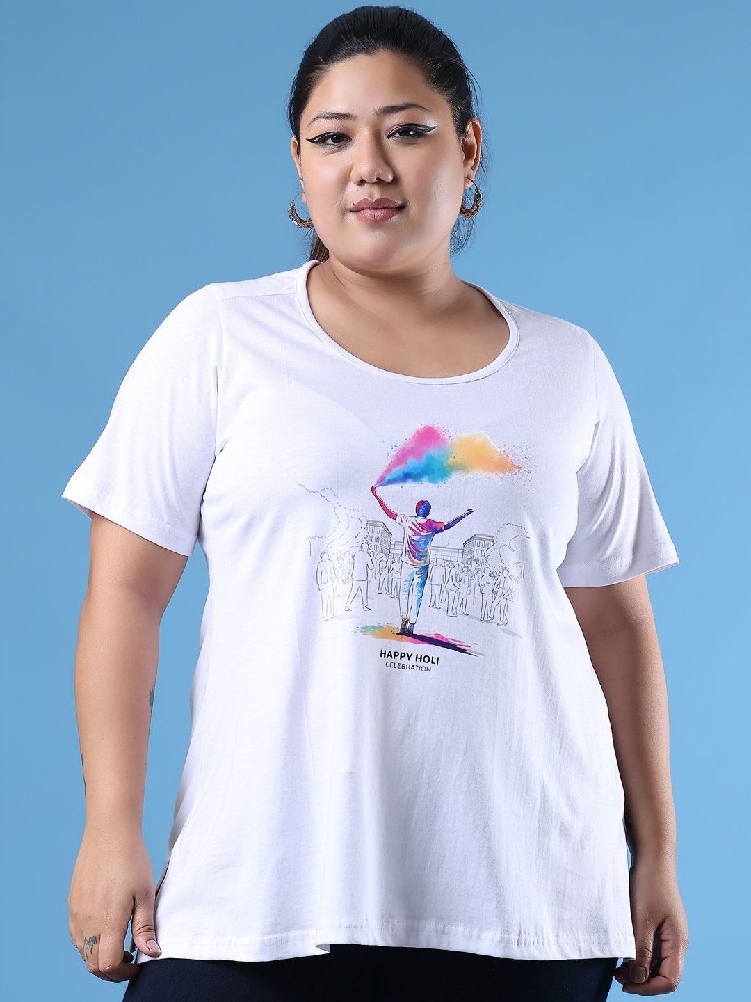 

theRebelinme Women Printed T-shirt, White