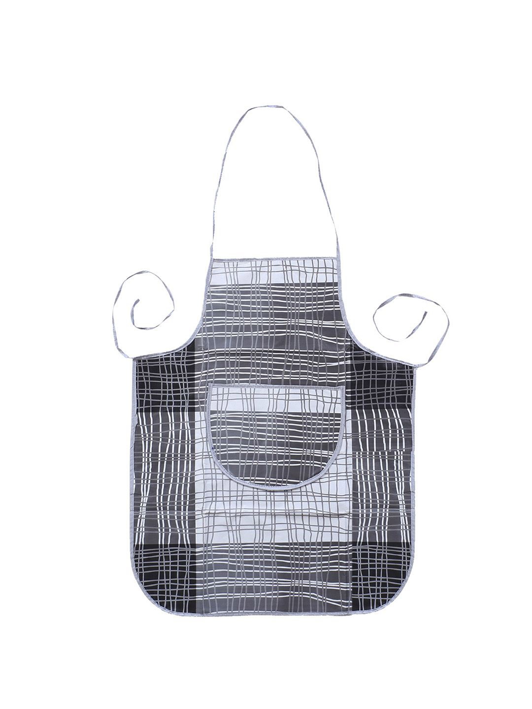 

Kuber Industries Grey & Black Printed Waterproof Centre Pocket Apron With Tying Cord