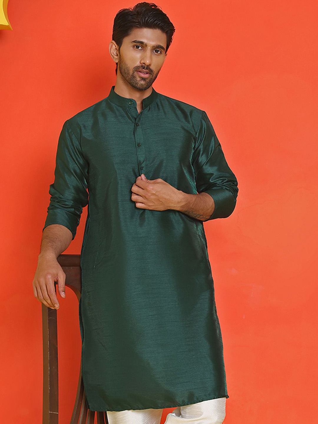 

Jompers Men Kurta, Olive