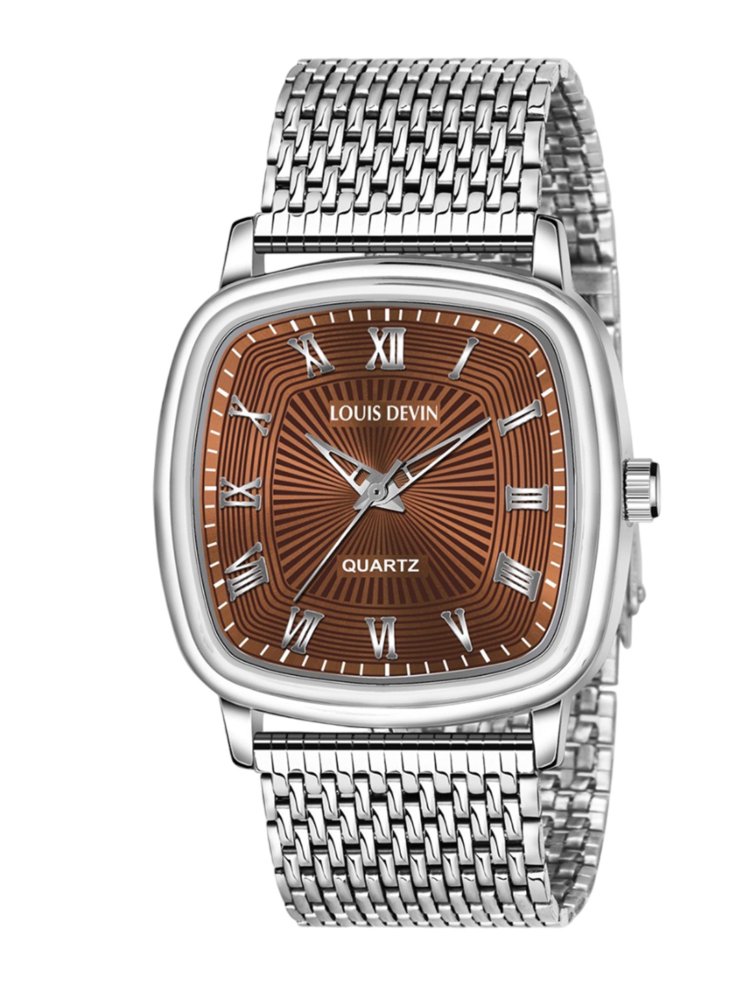 

LOUIS DEVIN Men Brass Embellished Dial & Stainless Steel Bracelet Style Straps Analogue Watch, Silver