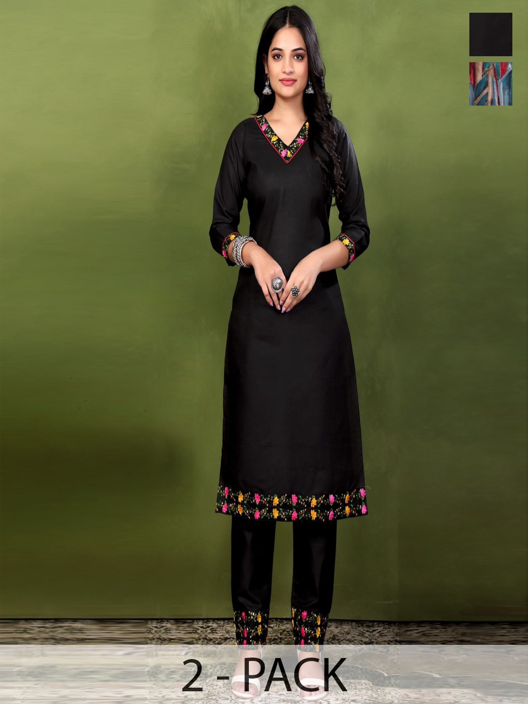 

Moda Rapido Women Printed Regular Kurta with Trousers, Black