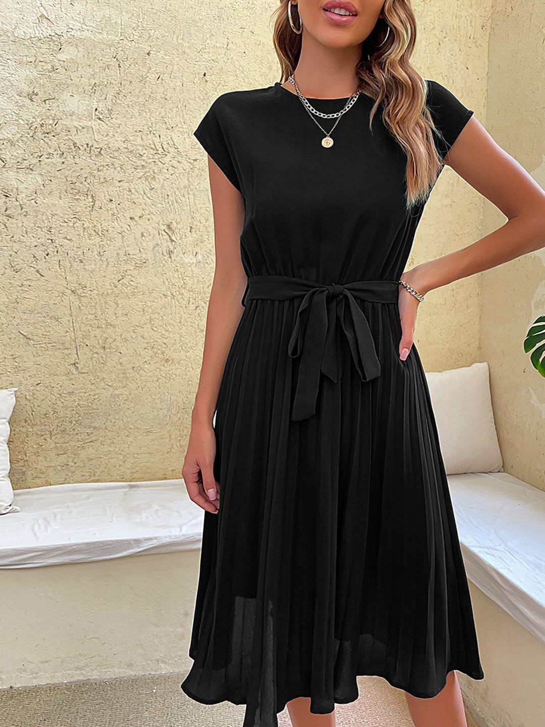 

JC Mode Fit & Flare Dress, Black