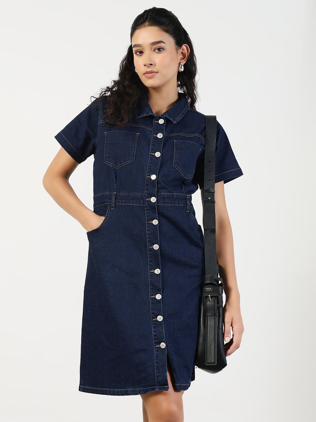 

SHOWOFF Denim A-Line Dress, Navy blue