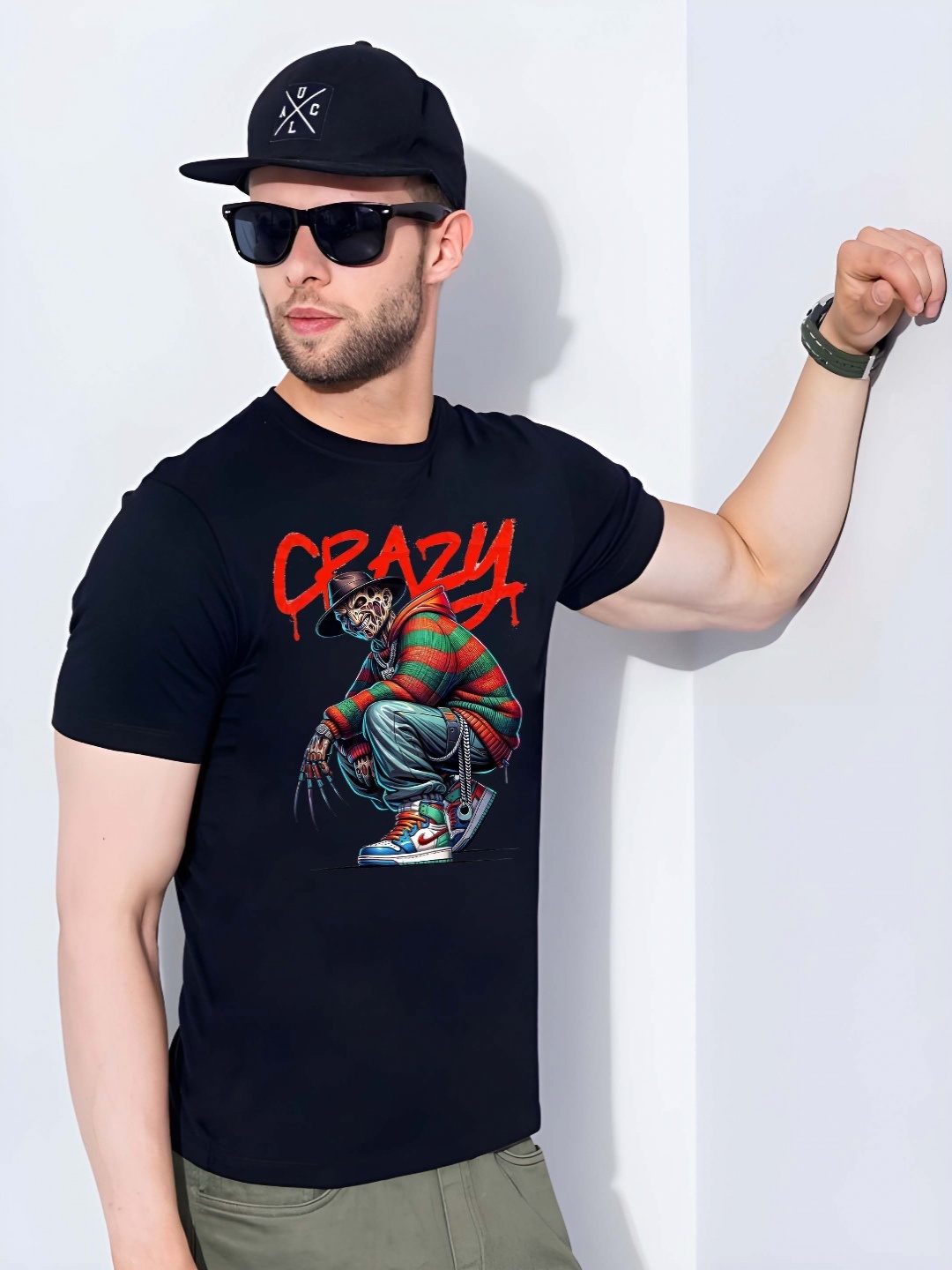

THE BEETEL HOUSE Men Drop-Shoulder Sleeves T-shirt, Black