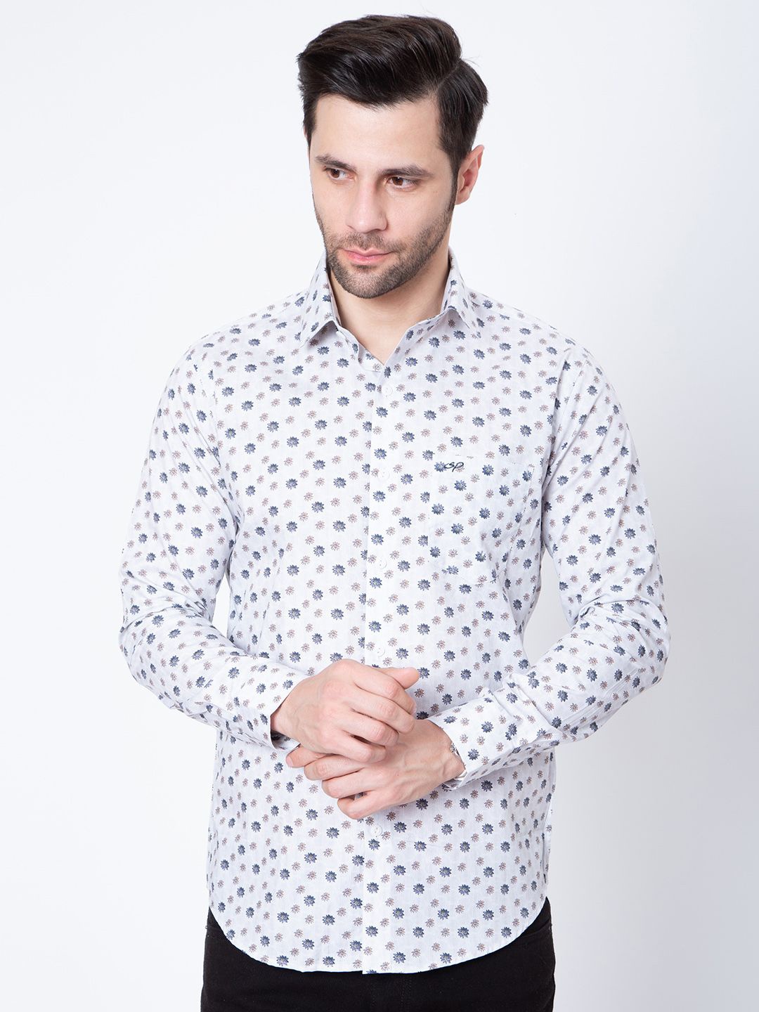 

Sparky Men Floral Opaque Printed Casual Shirt, Grey