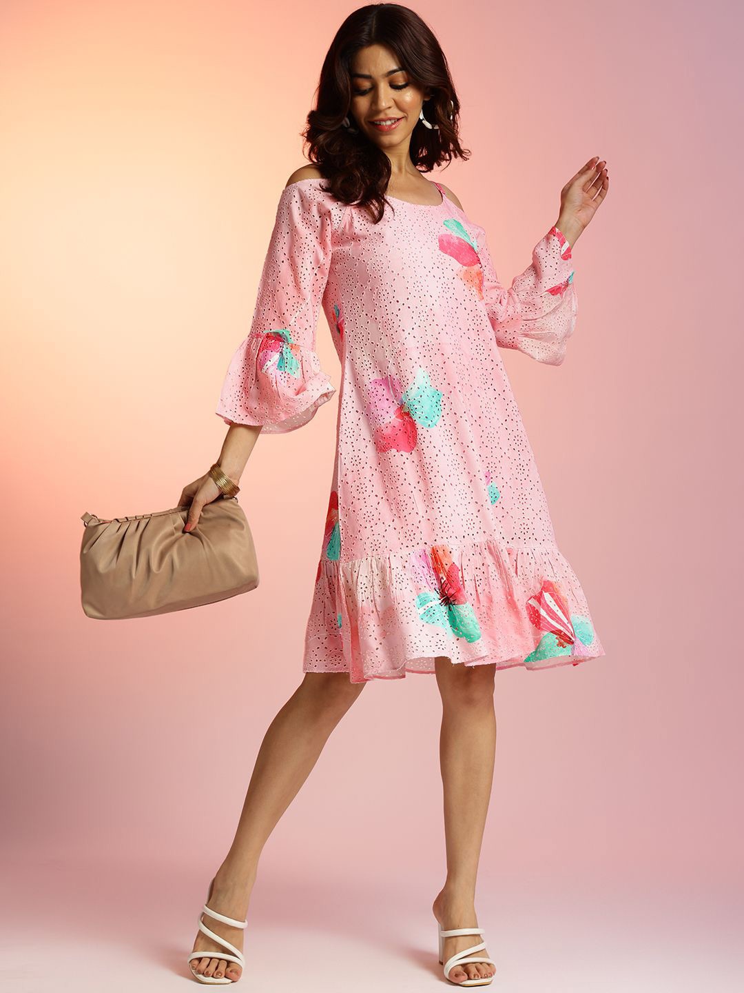 

navyasa by liva Floral Print Liva A-Line Dress, Pink