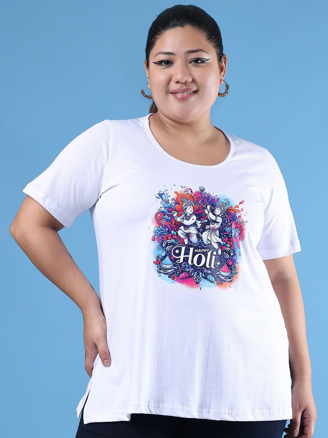 

theRebelinme Women Printed T-shirt, White