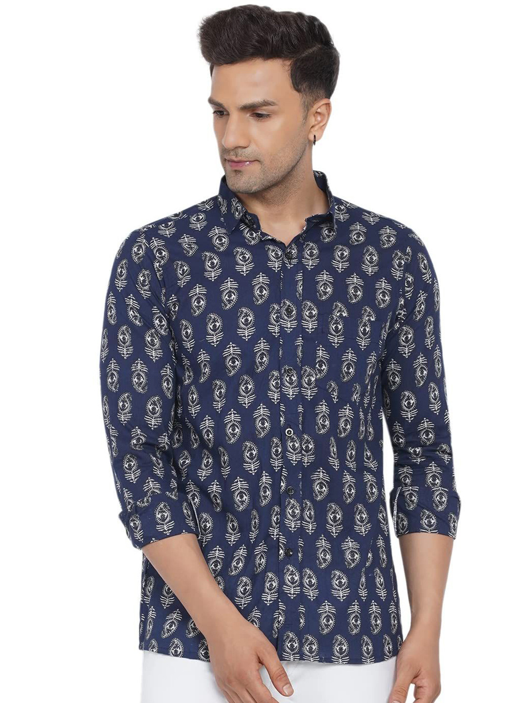 

VEERA PARIDHAAN Men Floral Opaque Printed Casual Shirt, Blue