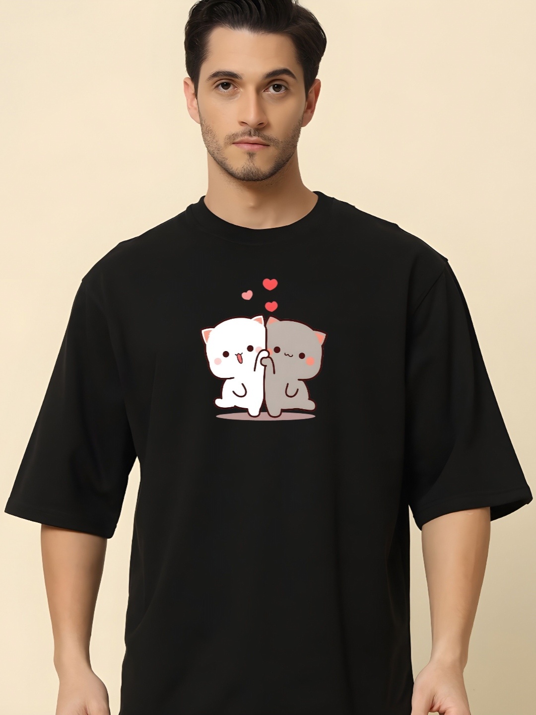 

KAIDO Men Drop-Shoulder Sleeves T-shirt, Black