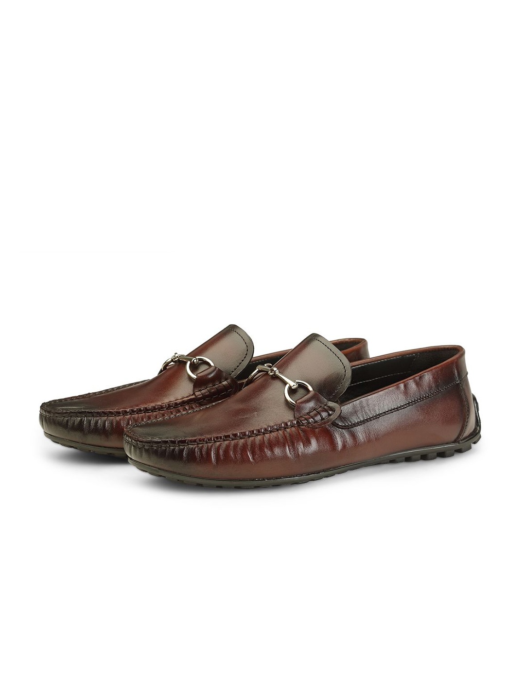 

SHUTIQ Men Colourblocked Leather Loafers, Brown