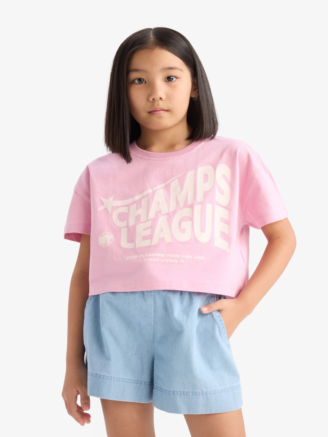 

DeFacto Girls Typography Printed Applique T-shirt, Na
