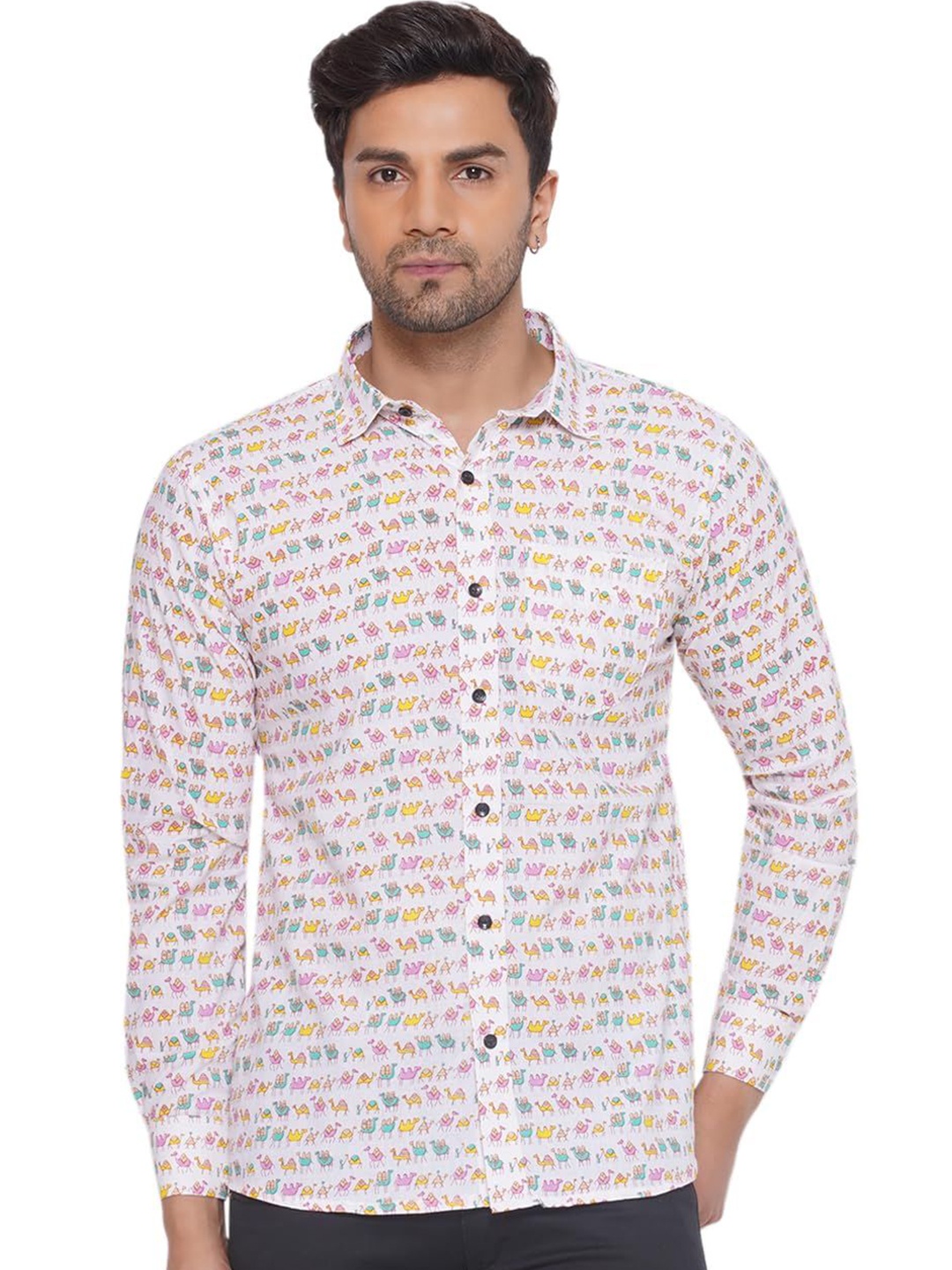

VEERA PARIDHAAN Men Opaque Printed Casual Shirt, White