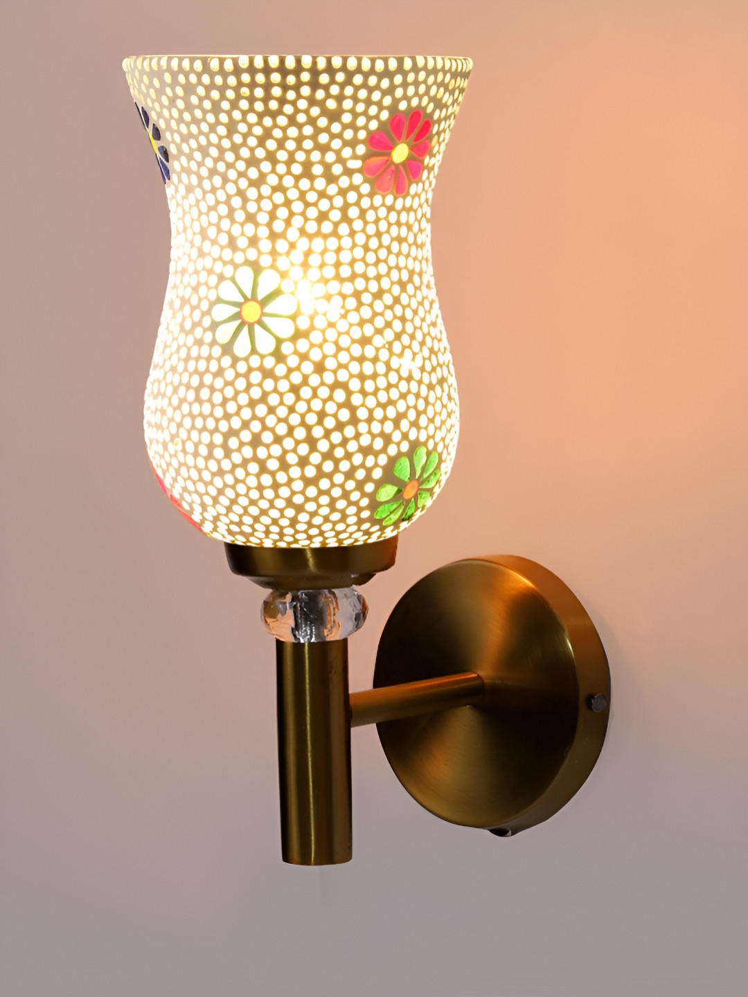 

Devansh White & Green Printed Metal Wall Lamp