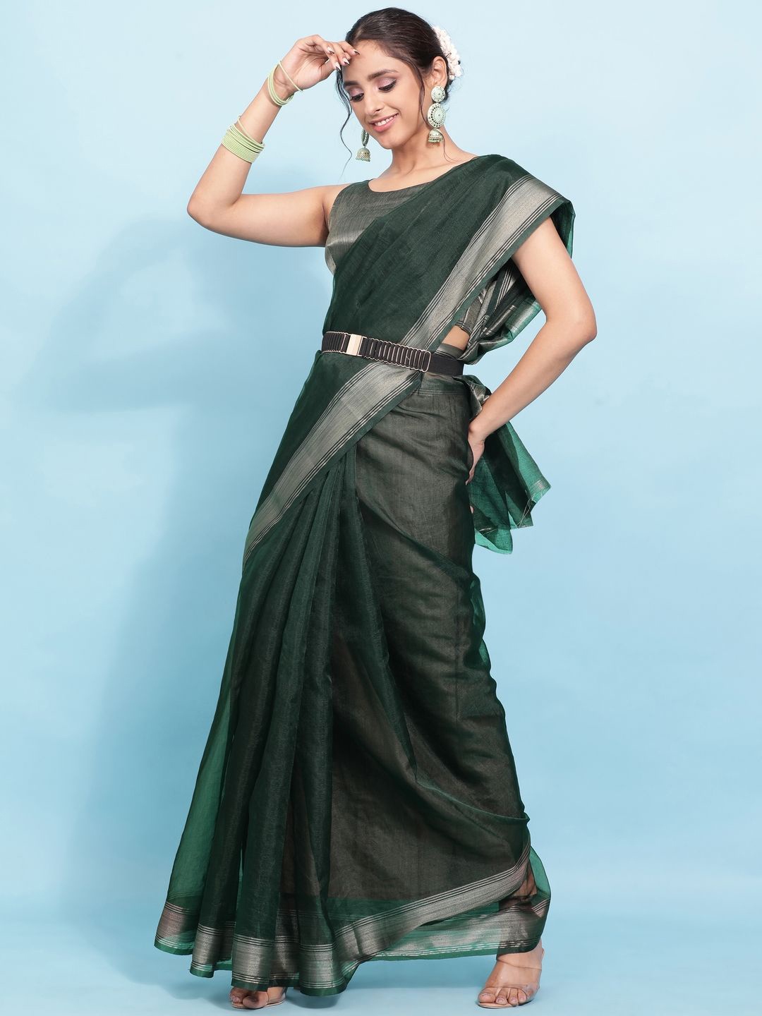 

Suha Woven Design Zari Art Silk Saree, Green