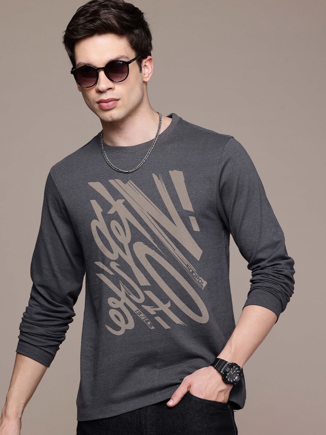 

Moda Rapido Men Printed T-shirt, Steel