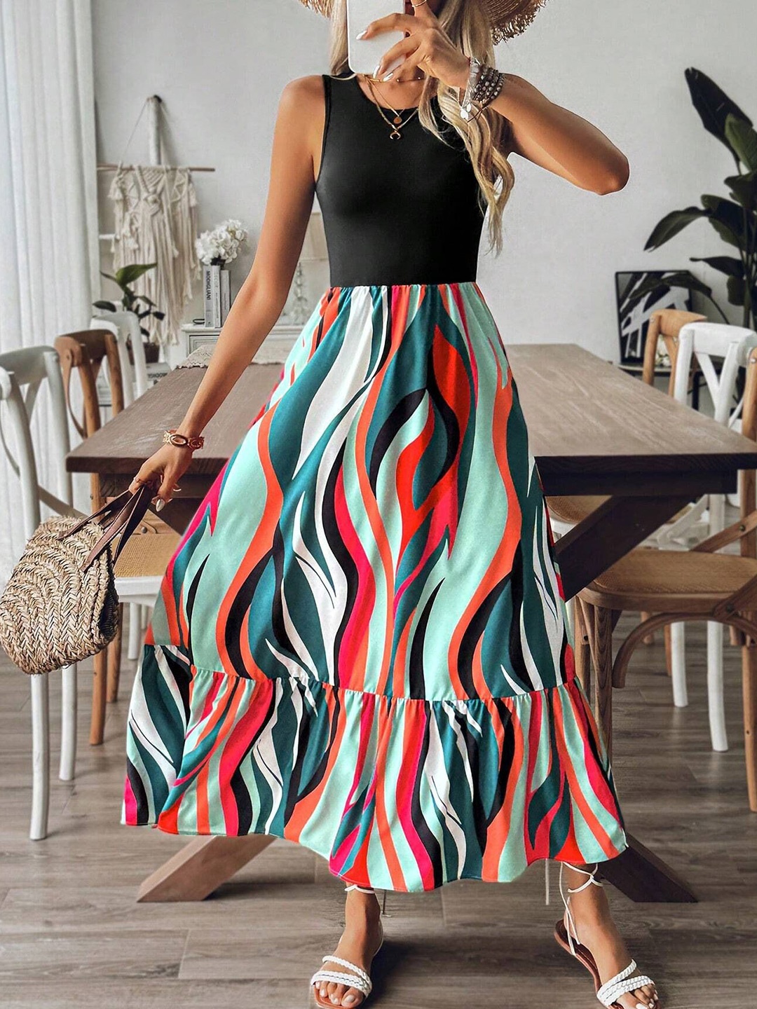 

all about you Print Maxi Dress, Black