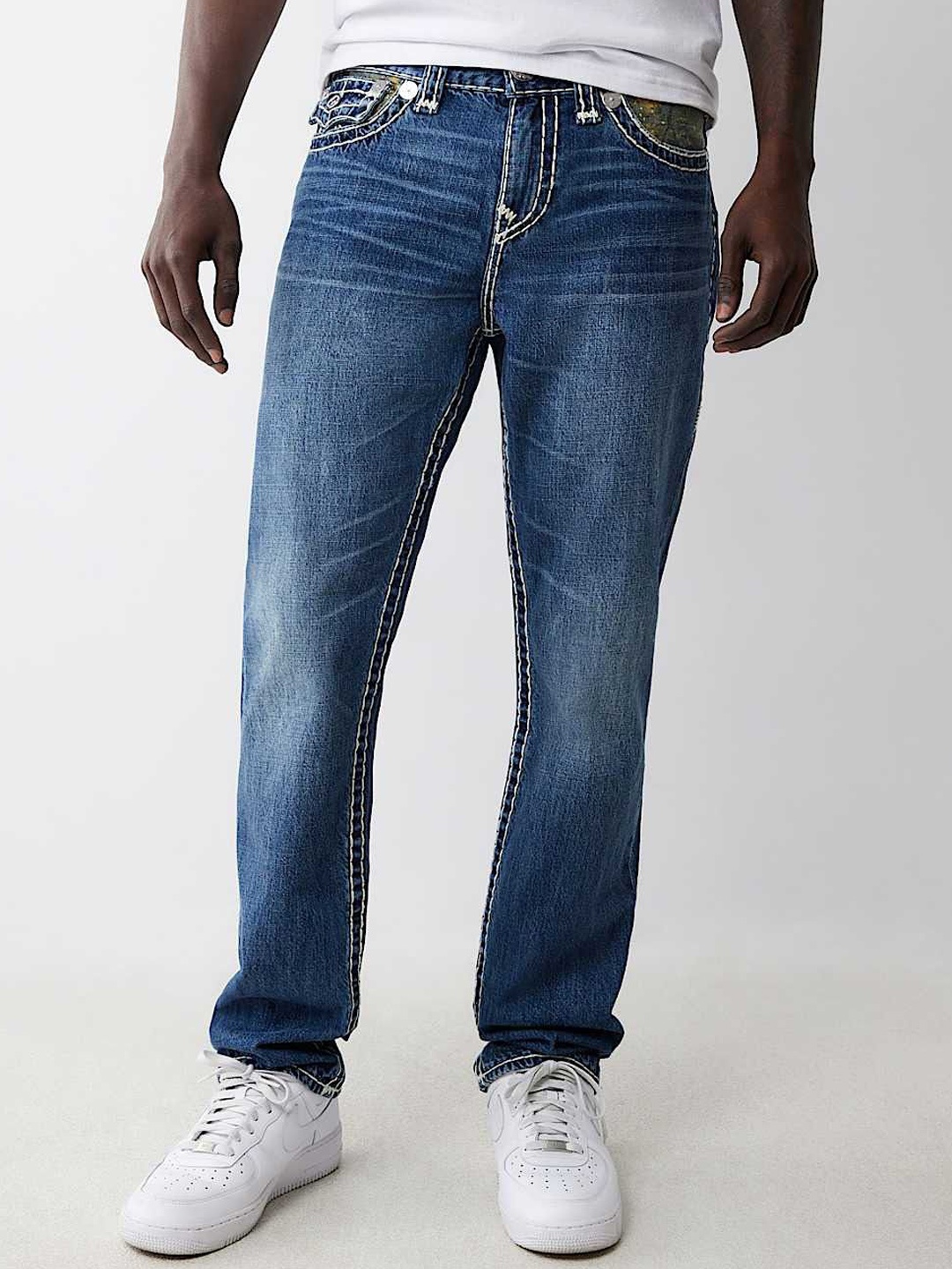 

True Religion Men Straight Fit Heavy Fade Jeans, Blue