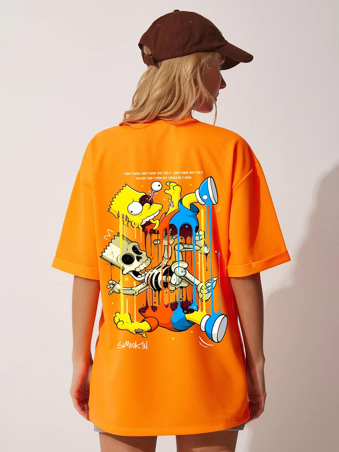 

RAYACLOSET Women Printed Applique T-shirt, Orange