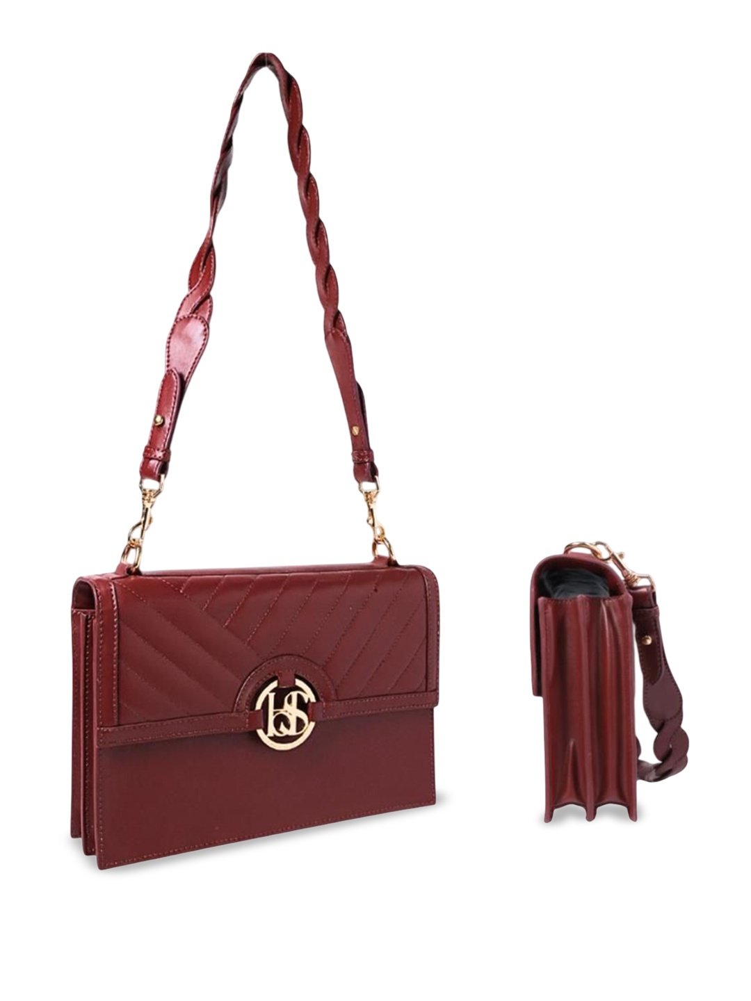 

SEREIN Structured Shoulder Bag, Maroon