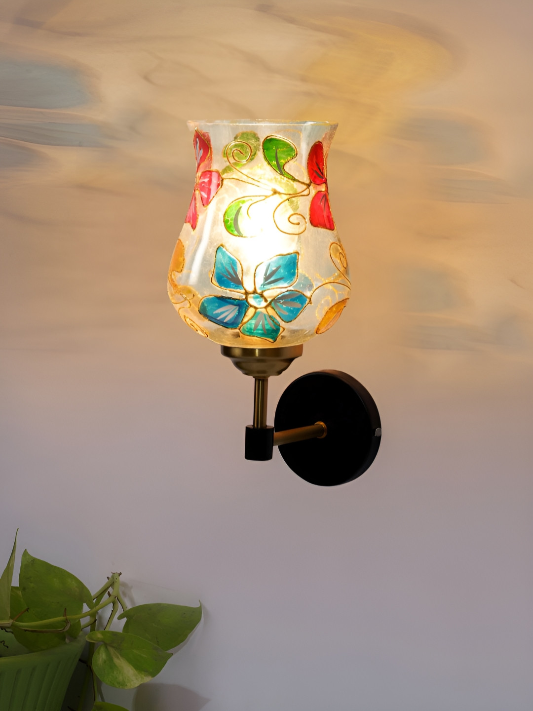 

Devansh White & Red Printed Metal Contemporary Wall Lamp