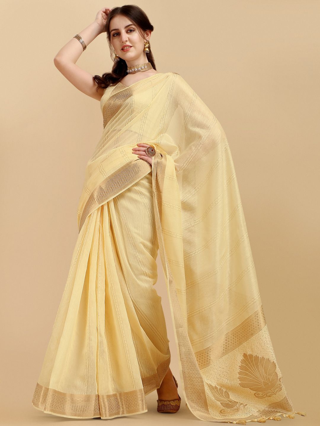 

Suha Woven Design Zari Saree, Yellow