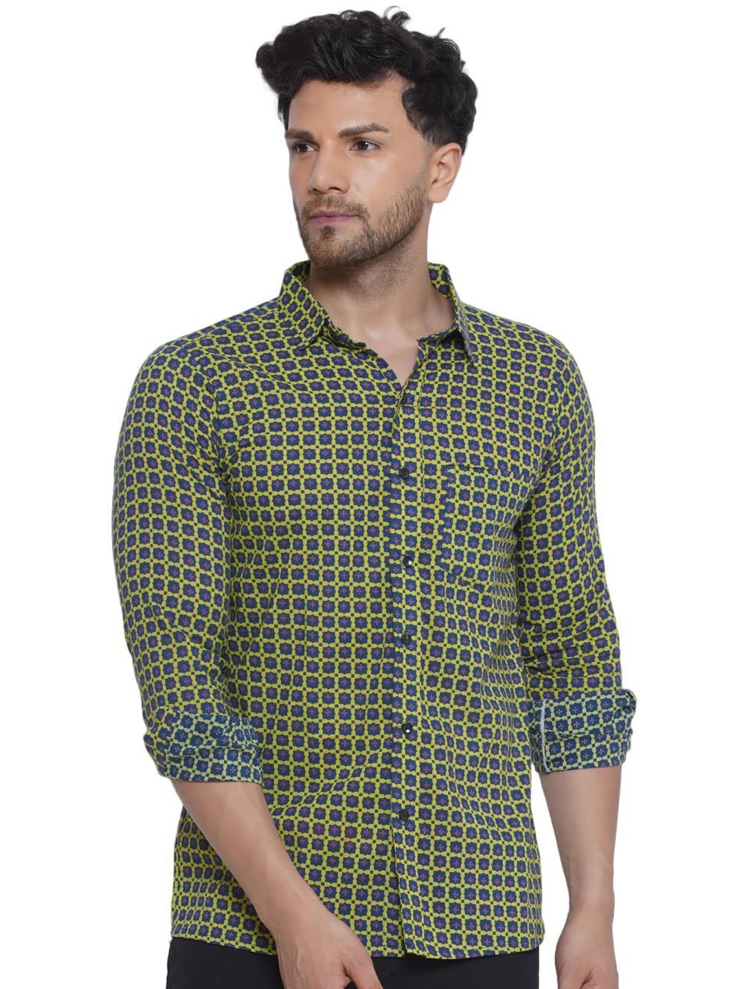 

VEERA PARIDHAAN Men Opaque Printed Casual Shirt, Green