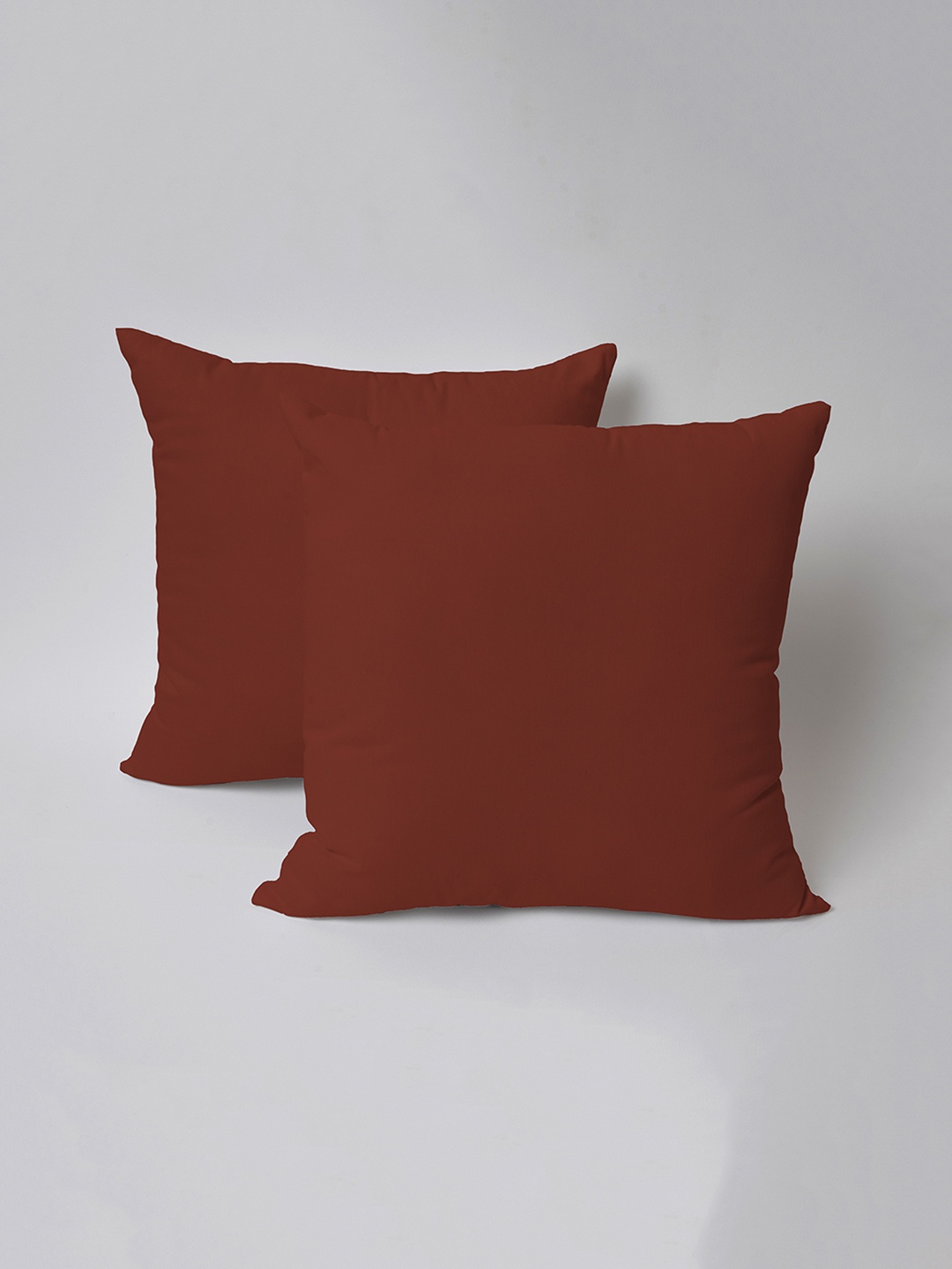 

SKANDA FAB Brown 2 Pieces Pure Cotton Square Sofa Cushions