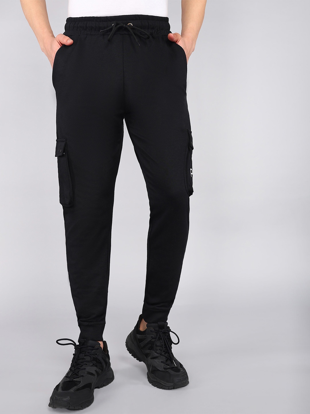 

Moda Rapido Men Pack Of 2 Mid Rise Cargo Track Pant, Black